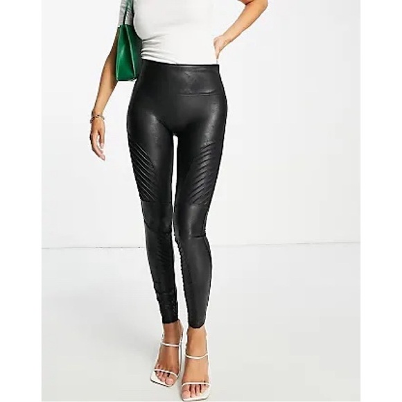 SPANX-FAUX Leather Moto Leggings (Size:Small) - Picture 1 of 13